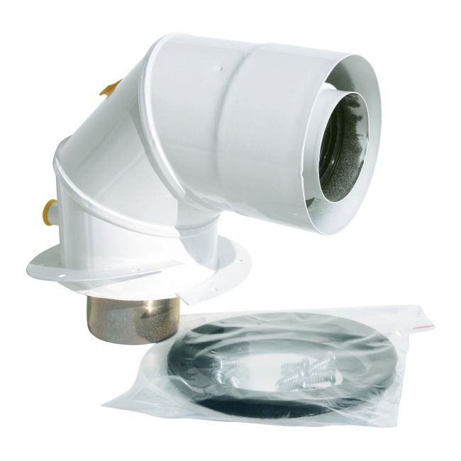 Spiroflex 80/125 vinklet adapter til Junkers midi kondenserende kedler, hvid