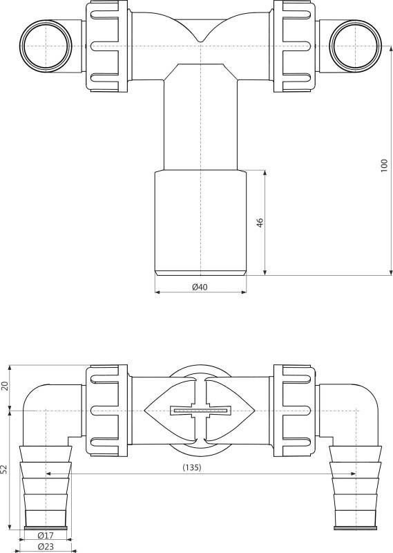 Tycner dobbeladapter til vaskemaskine 40/32 mm