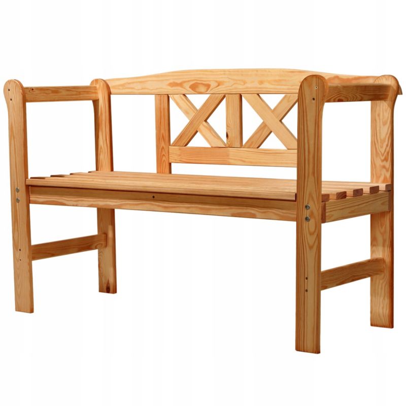 KADAX træbænk til have med rygstøtte 119 cm – terrasse og have i fyrretræ
