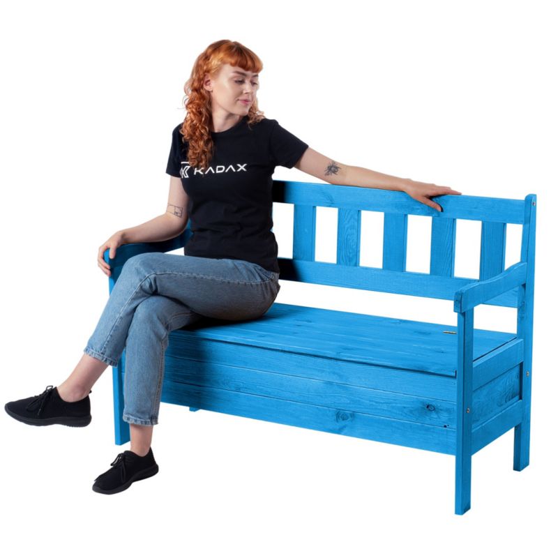 Kadax træbænk til have med ryglæn og opbevaringskasse, 120 cm – terrasse, balkon og have