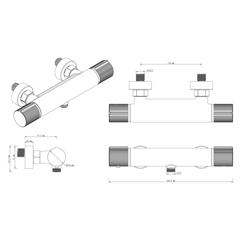 Termostatisk brusebatteri GoodHome Levanna i krom