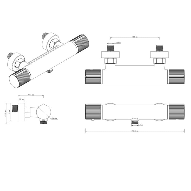 GoodHome Levanna termostatisk brusebatteri mat-sort
