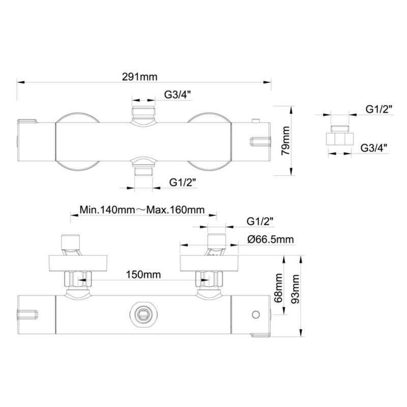 Termostatisk brusebatteri GoodHome Rannel i krom