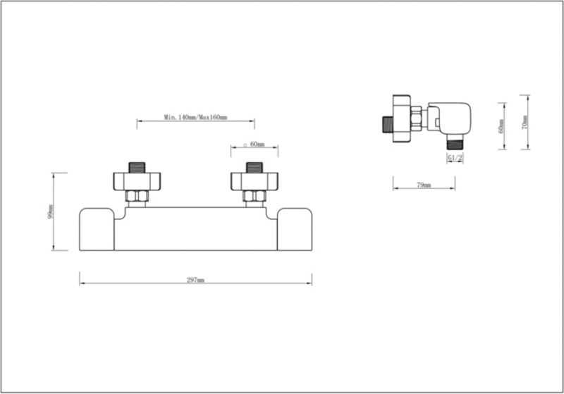 Termostatisk bruserarmatur GoodHome Teesta