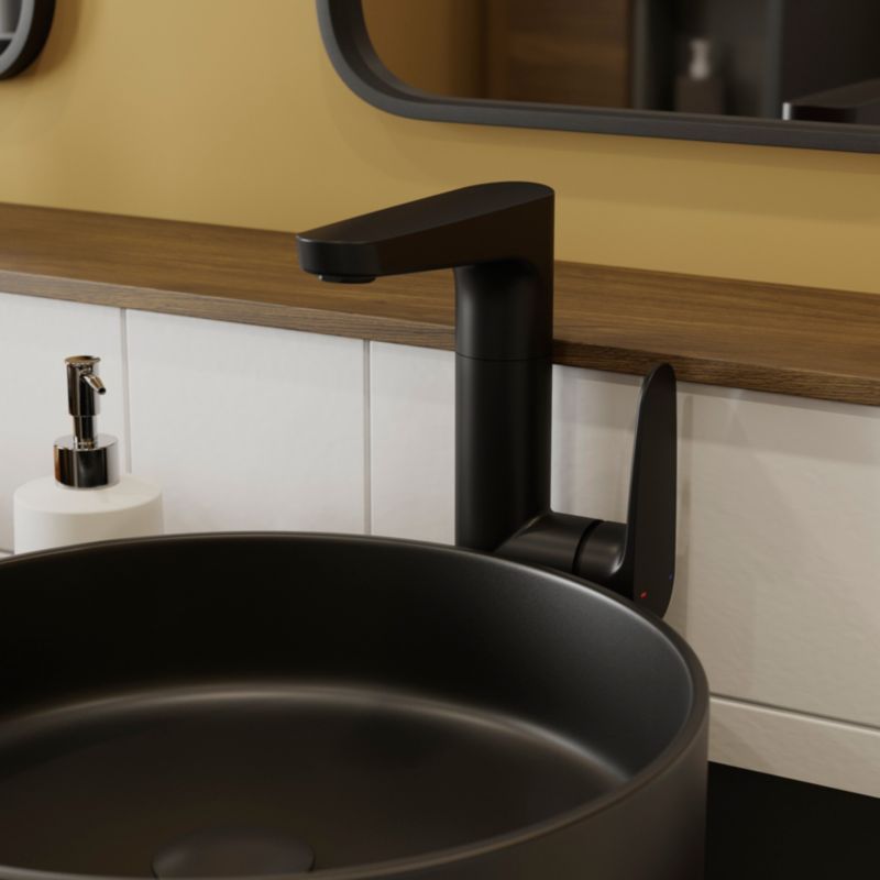 GoodHome Cavally sort drejelig vaskebatteri