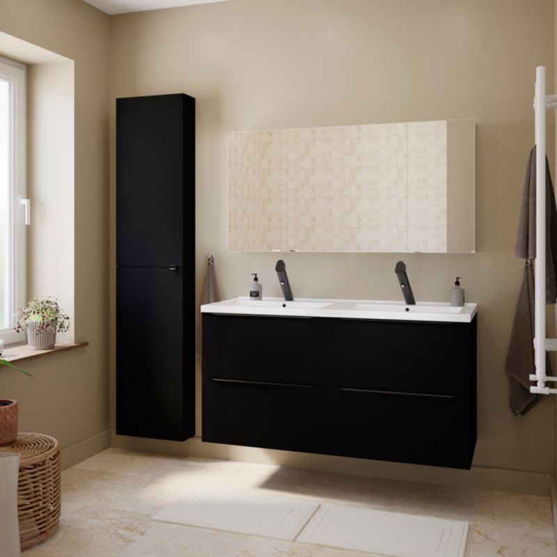 GoodHome Nyasa sort vaskebatteri