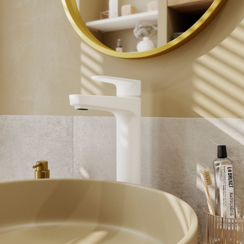 Høj vaskebatteri GoodHome Cavally mat hvid