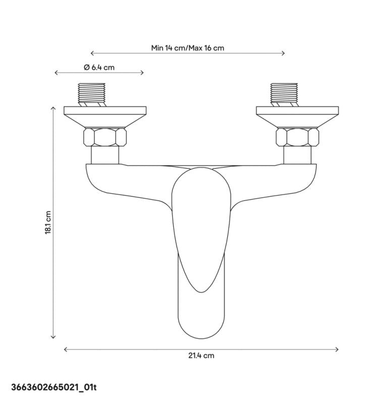 GoodHome Blyth krom badekarbatteri