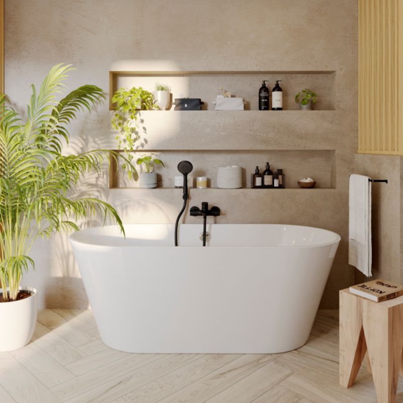 GoodHome Cavally L badekarbatteri i mat-sort