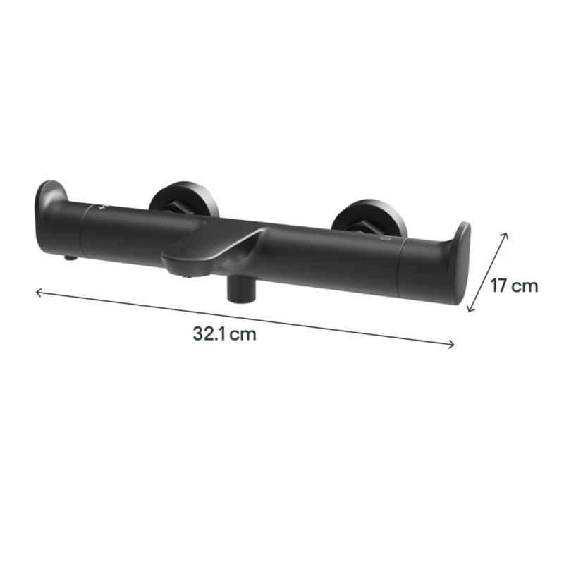 Termostatisk Badekararmatur Kentia Mat Sort 2-Grebs