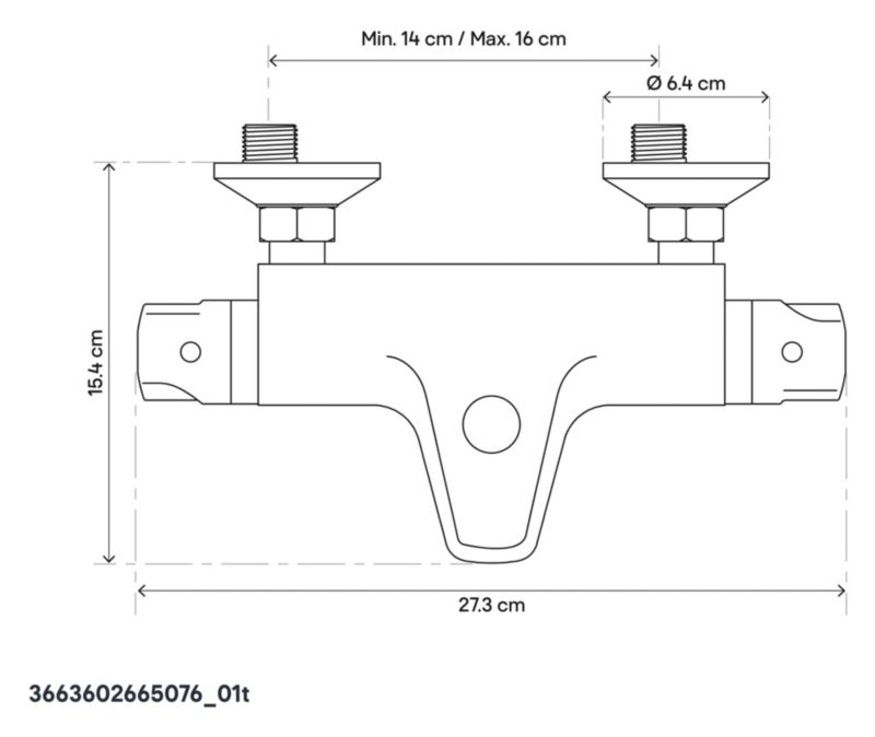 Badekarbatteri GoodHome Mulga med termostat i krom