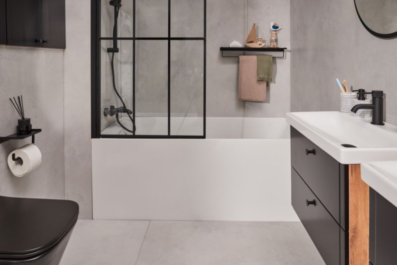 GoodHome Owens termostatisk badekarbatteri mat-sort