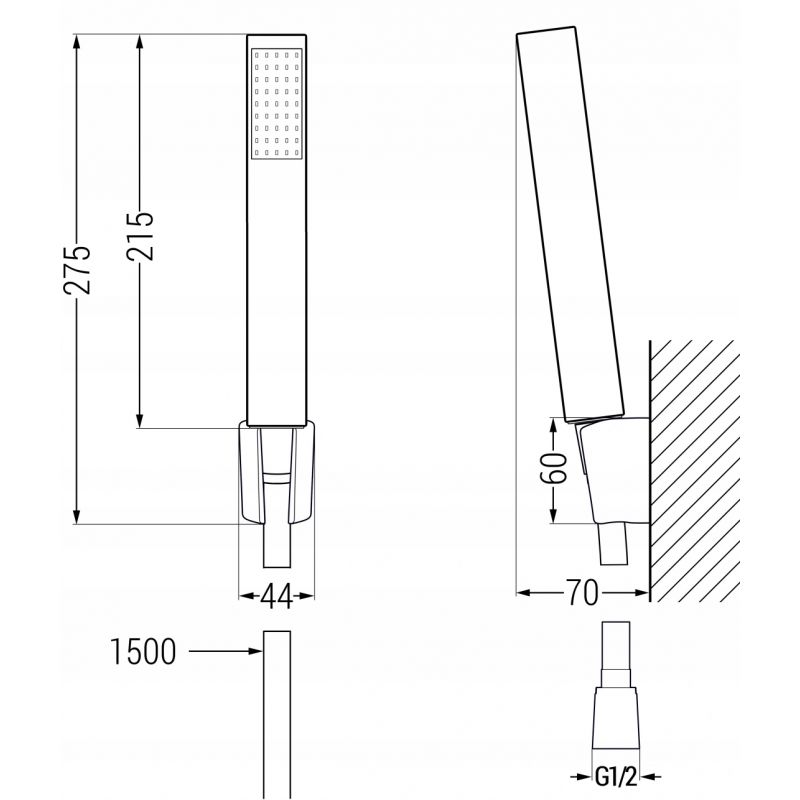 Badekarbatteri med brusesæt Mexen Mino R77 sort 1 sæt