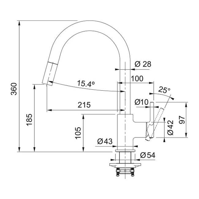 Franke Lina Pull-Out onyx køkkenvaskarmatur med udtrækkelig tud