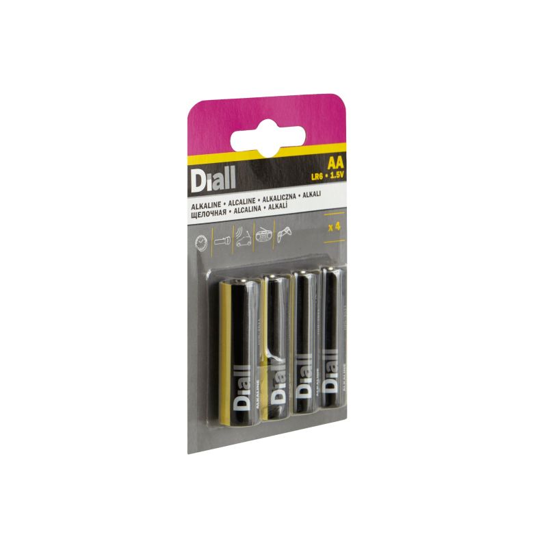 Diall alkaline batterier AA 4 stk.