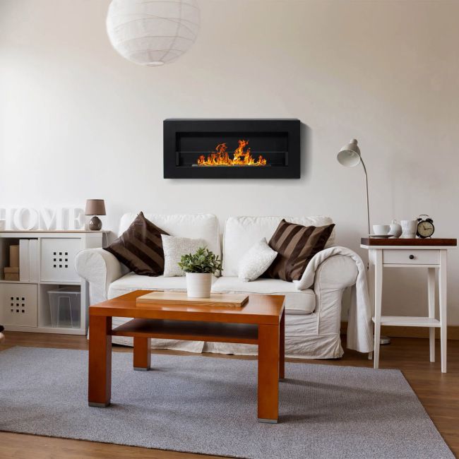 Vægmonteret biopejs Box med glas 900 x 400 mm sort