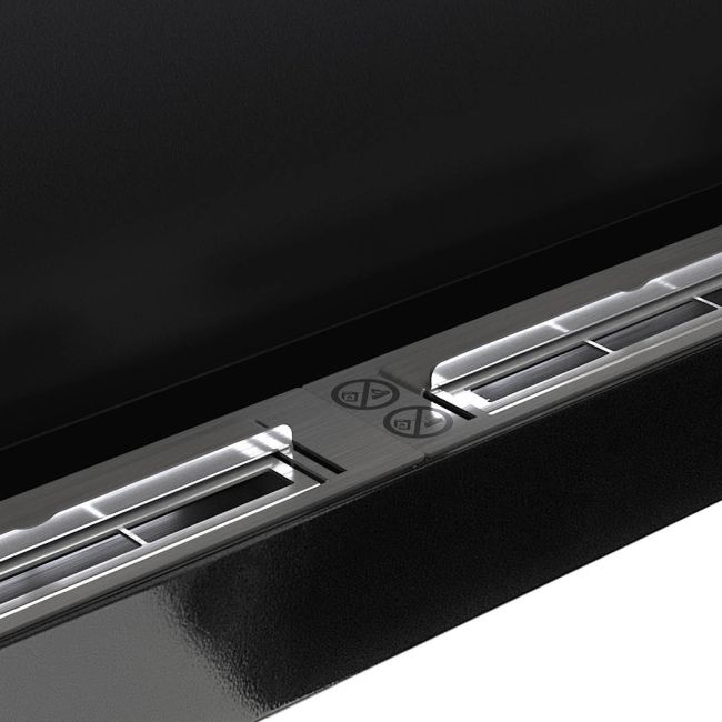 Hængende biopejs med glas 1200 x 400 mm sort højglans