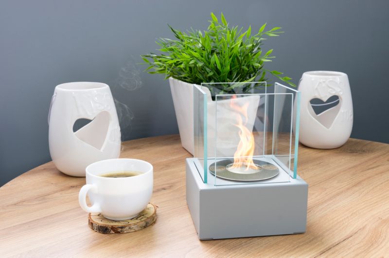 Fritstående biokamin Smart grå