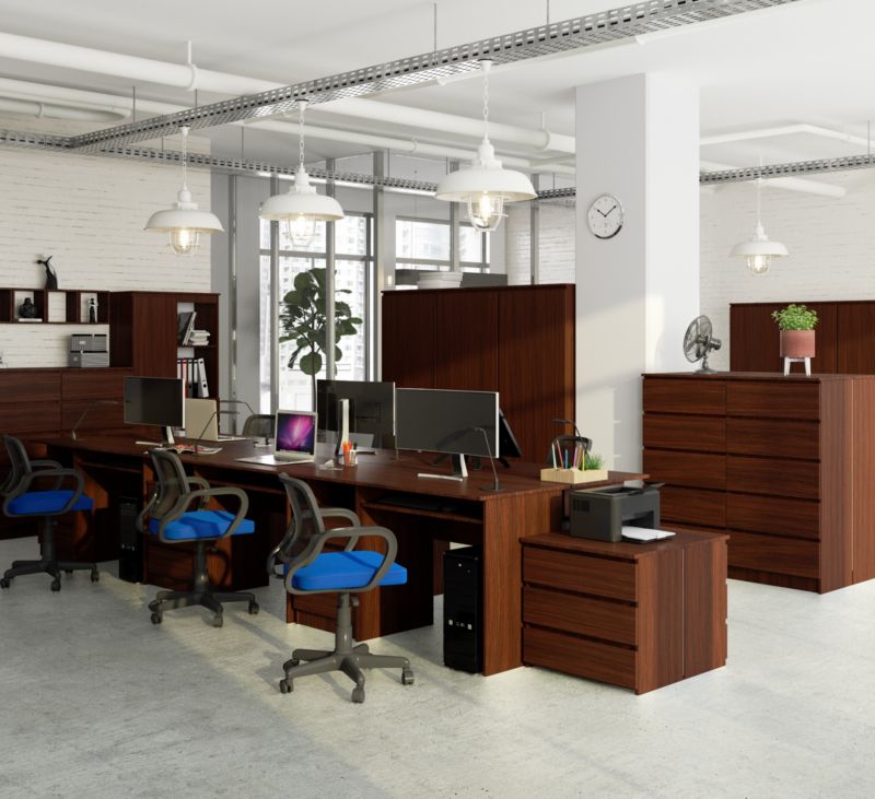 Akord CLP skrivebord Wenge mat 135 cm med 3 skuffer og 2 hylder