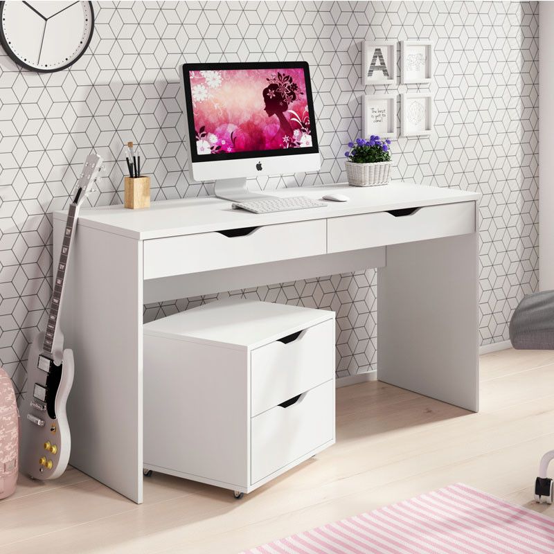 Skrivebord med skuffer Bettso Beta 138 cm hvid 1 stk.