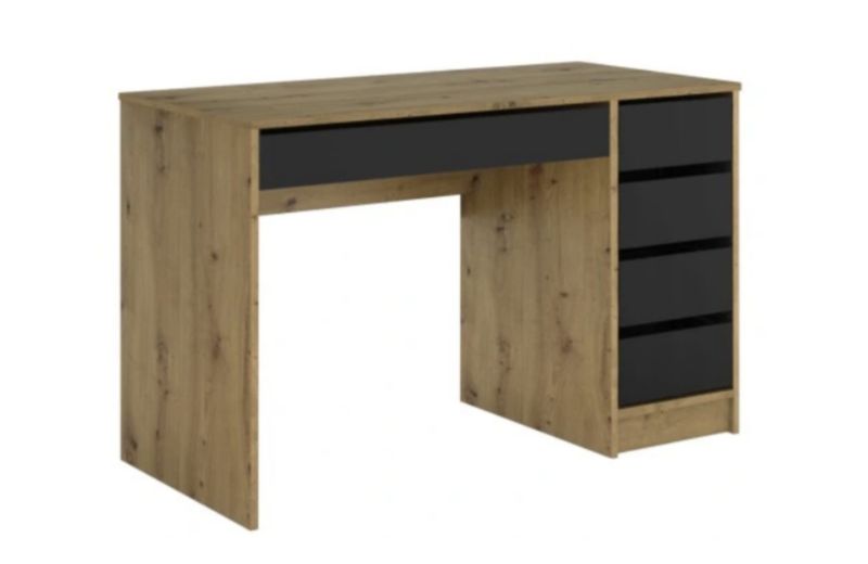 Bettso Max skrivebord med skuffer, universelt, moderne, artisan-eg, sort, 1 stk.