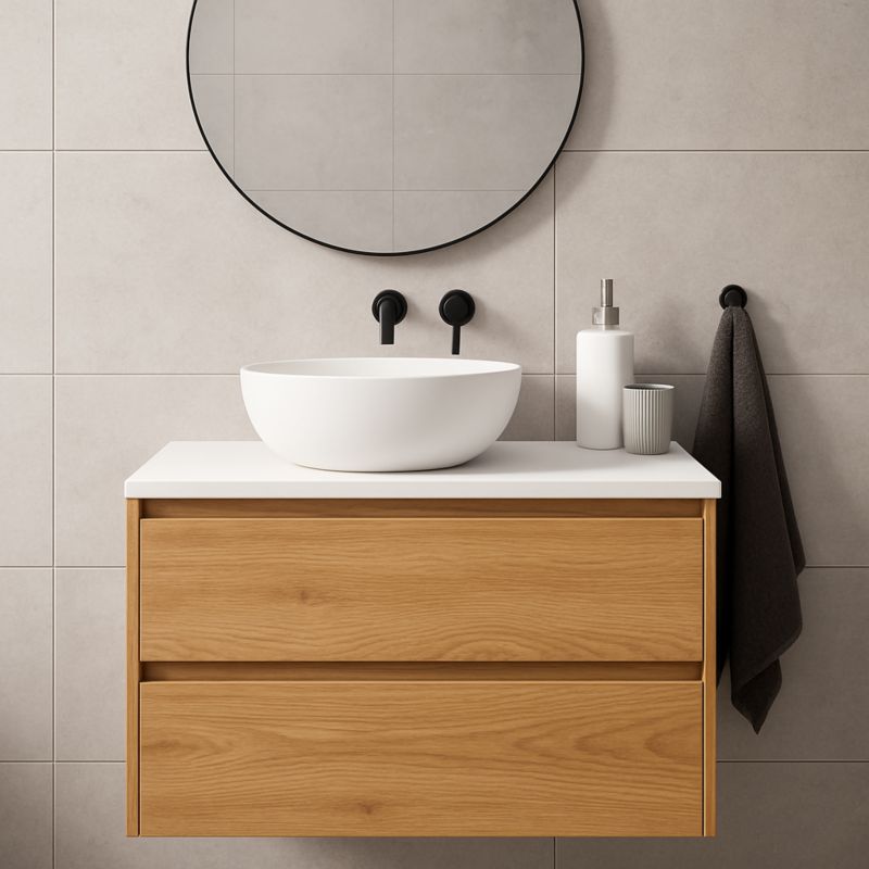 Hvid badeværelsesbordplade Biuro Styl 231L R3 1U 458x600x28 mm 1 stk.