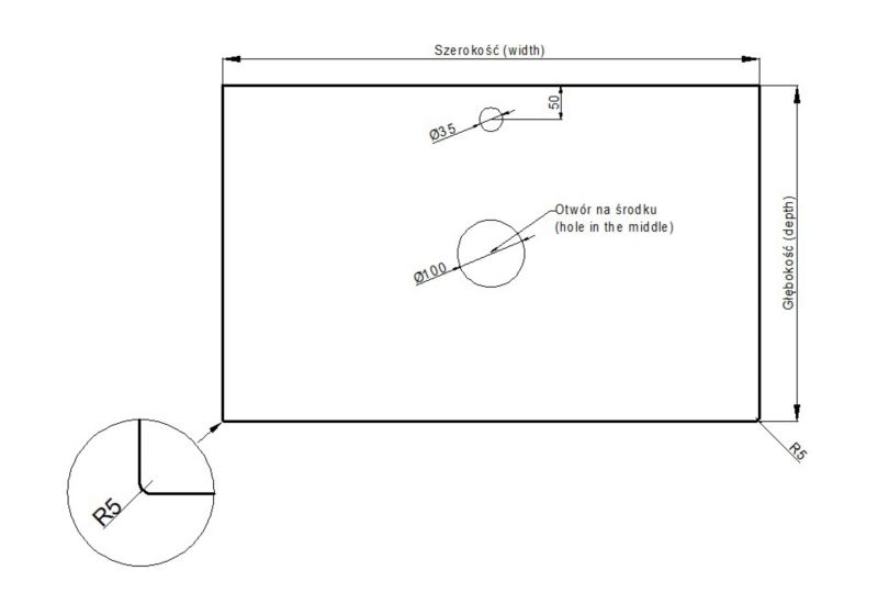 HPL Badeværelsesbordplade 51 x 35,5 cm Breccia med Huller til Vask 50 cm Skab