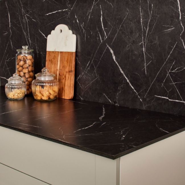 Kompaktbordplade Marmor 1,2 x 62 x 300 cm mørkegrå
