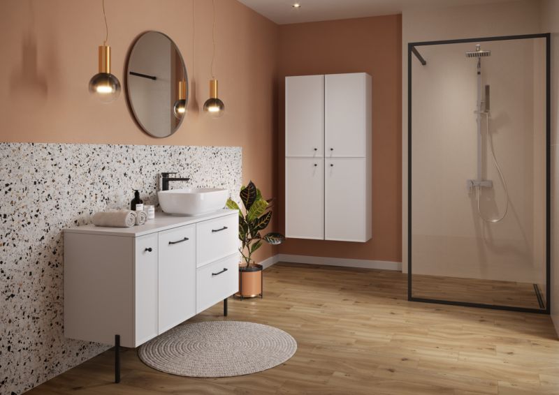 Cersanit universalt badeværelsesbordplade 120 x 45 cm mat hvid