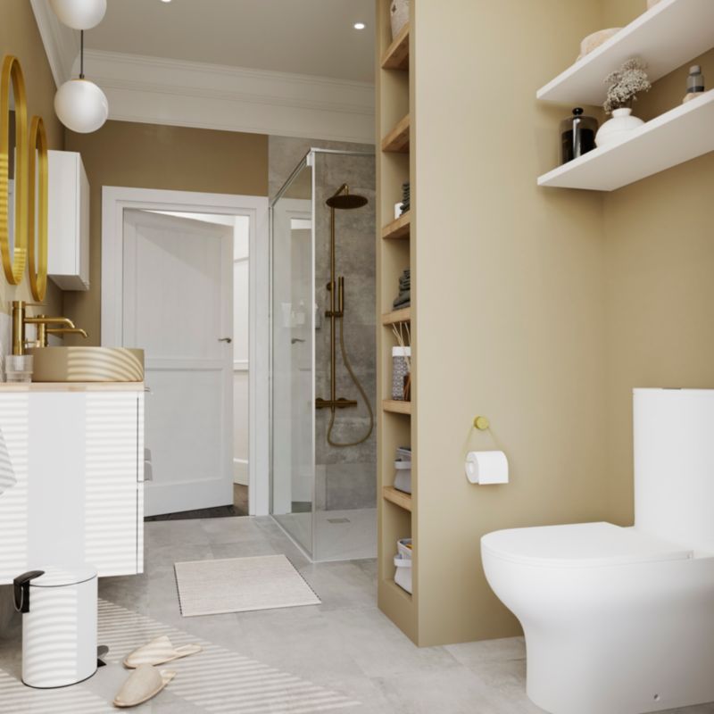 GoodHome Hartland badeværelsesbordplade 120,5 cm massiv eg