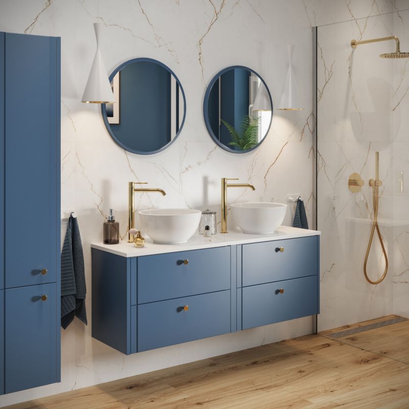 GoodHome Marloes badeværelsesbordplade 45 x 120 cm hvid lak