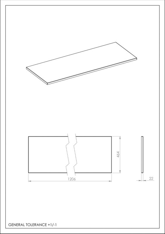 Roca Style badeværelsesbordplade 120 x 46,4 cm i lys egetræ PVC