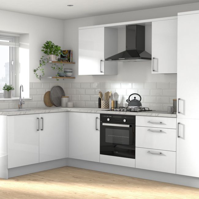 GoodHome Alisma skjulepanel til køkkenskab med hårde hvidevarer 59,7 x 5,8 cm hvid højglans