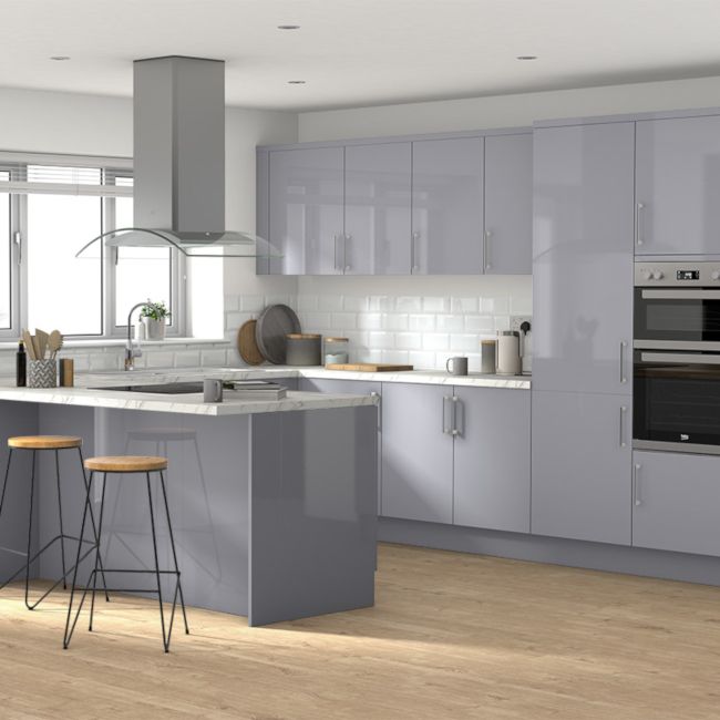 GoodHome Alisma maskeringspanel til køkkenskab med hårde hvidevarer 59,7 x 5,8 cm grå højglans