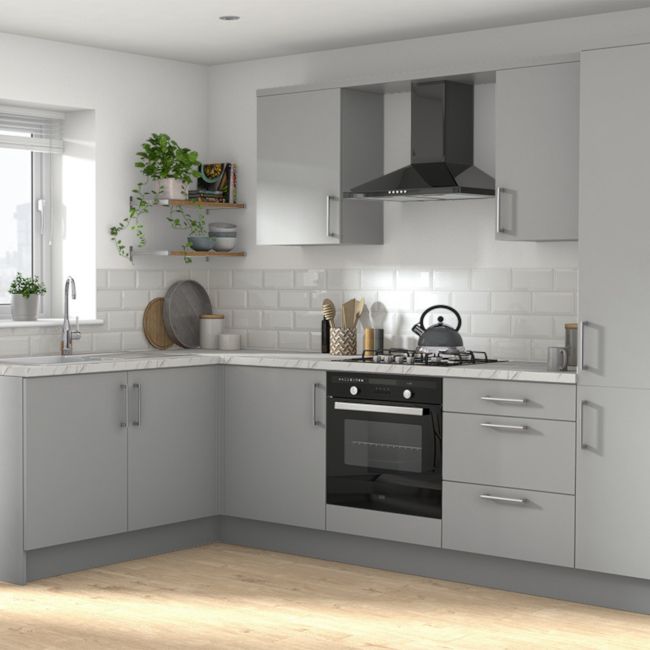 GoodHome Balsamita maskeringspanel til køkkenskab med hvidevarer 59,7 x 11,5 cm mat grå