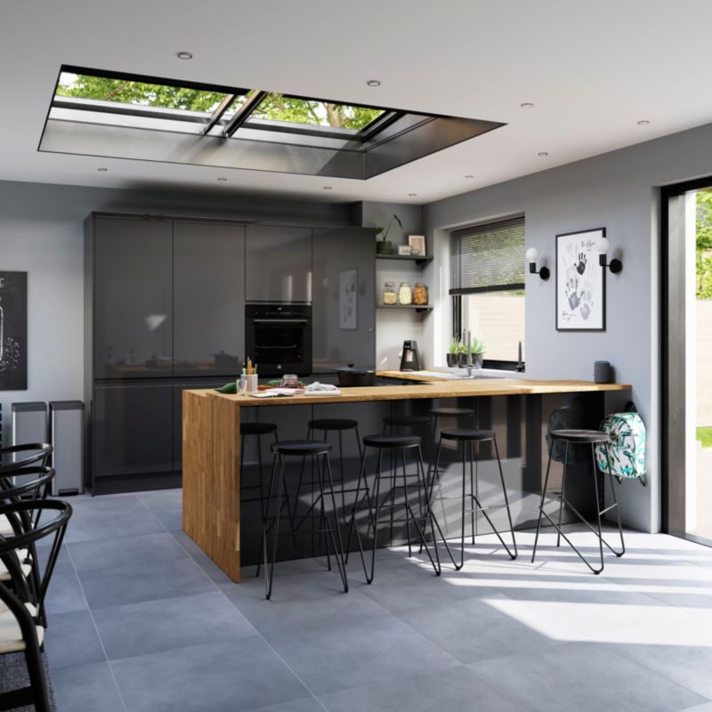 GoodHome Garcinia skjulepanel til køkkenskab med hårde hvidevarer 59,7 x 11,5 cm antracit