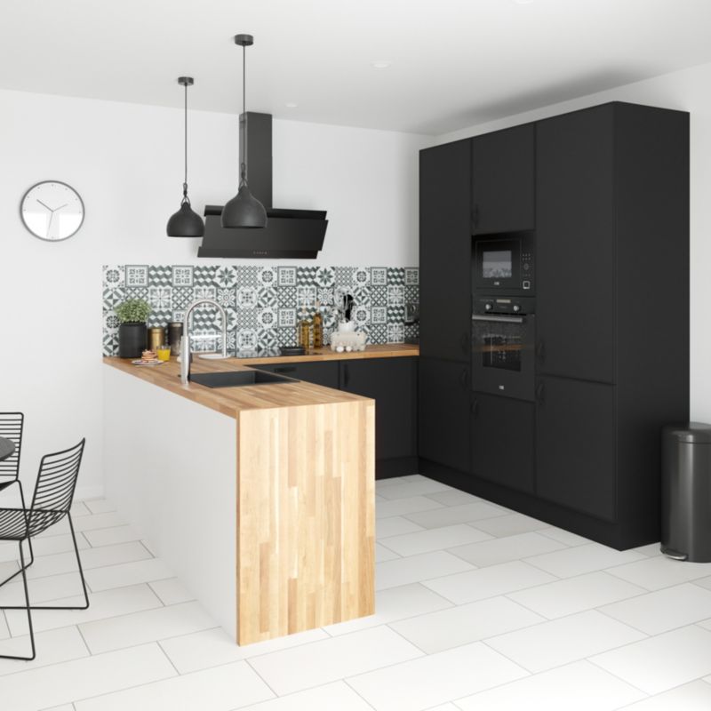 Maskeringspanel til køkkenskab med hvidevarer GoodHome Pasilla 59,7 x 11,5 cm mat-sort