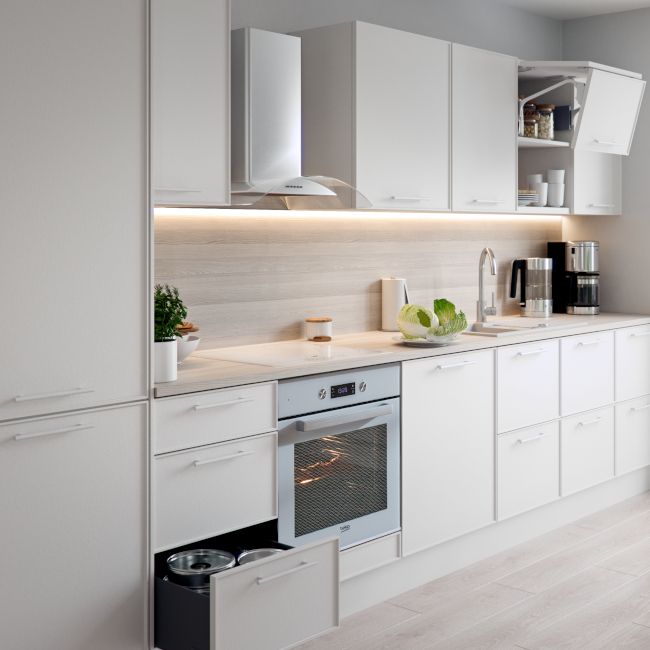 GoodHome Pasilla skjuleliste til køkkenskab med hvidevarer 59,7 x 5,8 cm mat-hvid