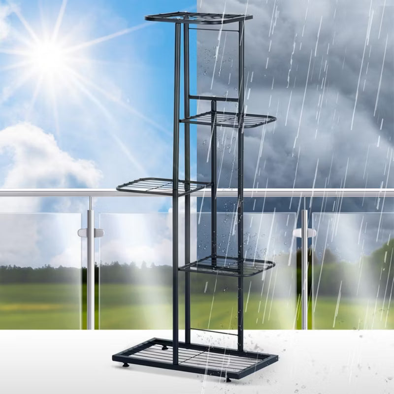 Blomsteropsats 5-Niveauer 44x23x96 cm Sort Metal