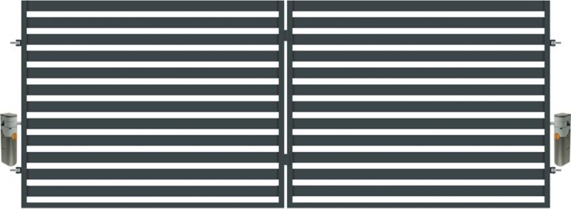 Tofløjet indkørselport med automatik Polbram Steel Group Lara 400 x 154 cm