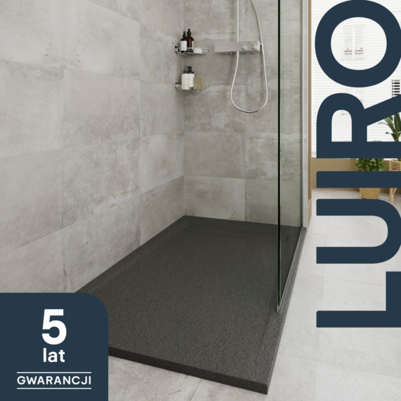 GoodHome Luiro rektangulær konglomeratbrusebund 90 x 120 x 3,2 cm mat-sort