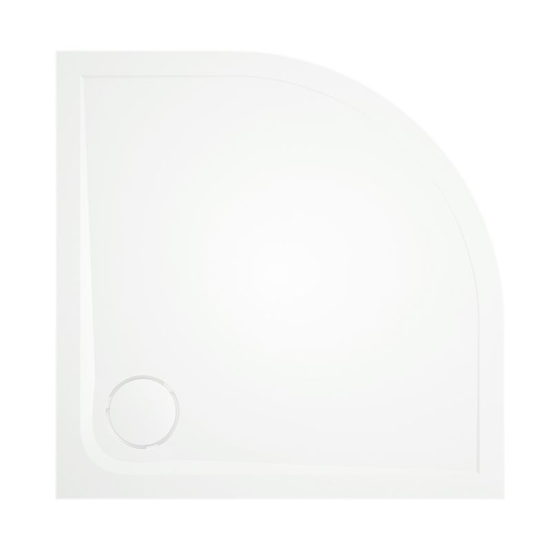 GoodHome Teesta halv-rund konglomeratbrusebund 90 x 2,7 cm hvid