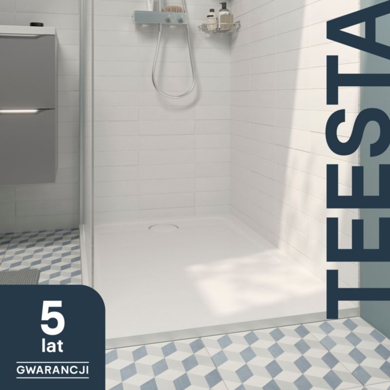 GoodHome Teesta rektangulært konglomeratbrusekar 90 x 120 x 2,7 cm hvid