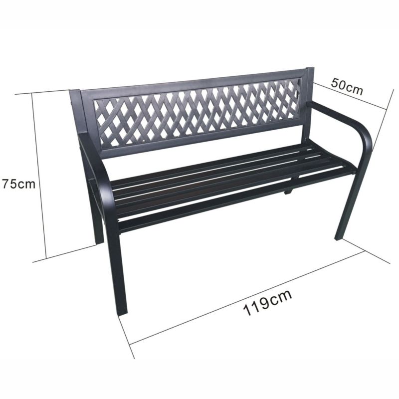 Sort havebænk KAlia med stålben, bredde 122 cm, 1 stk.