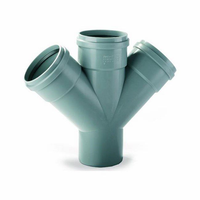 Kanalisationst-stik 45° 110 x 110 mm til indendørs brug fra Pipelife