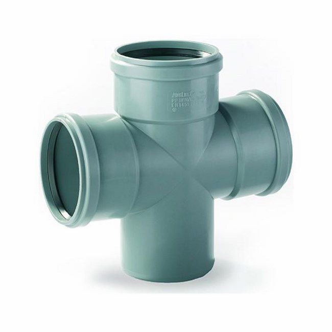 Pipelife 88° 4-vejs afgreningsrør til indvendig kloak 110 x 110 mm