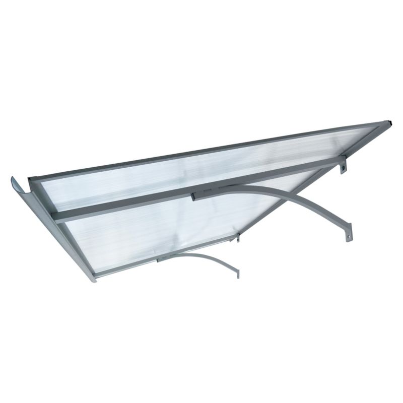Døroverdækning Lige T-160 160x100 cm Lysegrå Aluminium og Polycarbonat