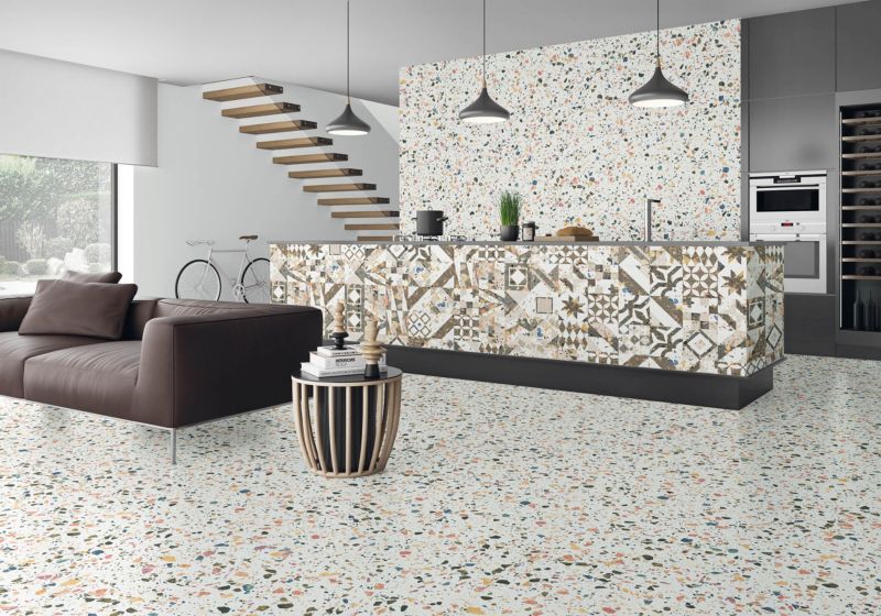 Frostbestandig dekorflise Azzo 60 x 60 cm hvid