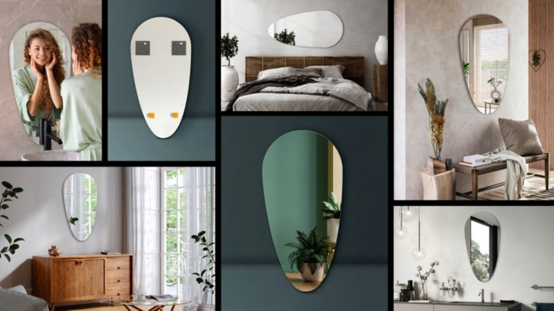 Dekorativt dråbeformet spejl Tulup 50 x 100 cm til stue, 1 stk.