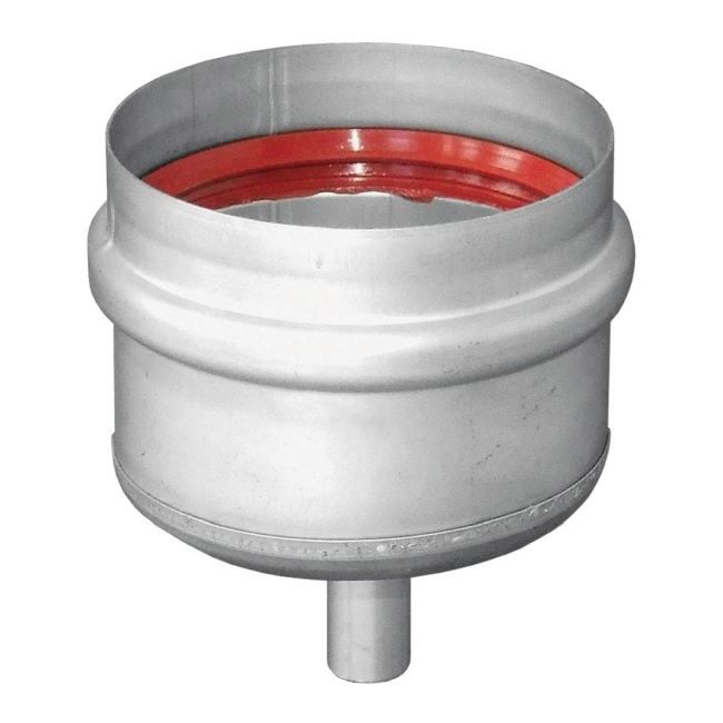 Kondensbund med nedadgående rør Komin-Flex 80 mm